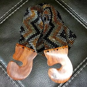 Gold and Black Beaded Stretch Belt